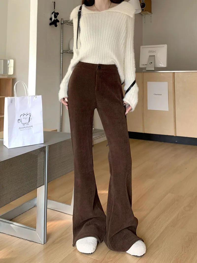 Retro lazy style micro flared pants