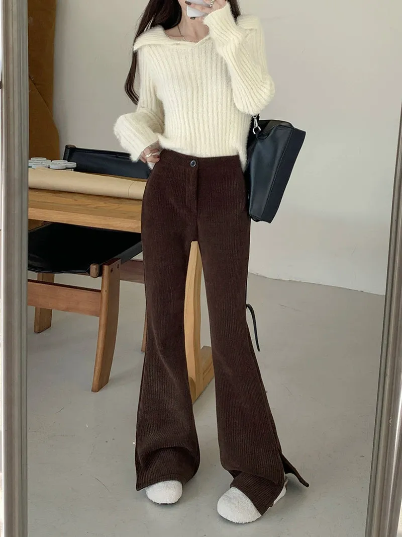 Retro lazy style micro flared pants