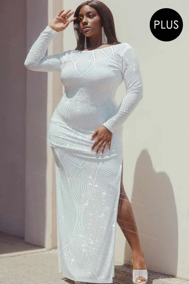 Rhinestone Plus Size Maxi Dress