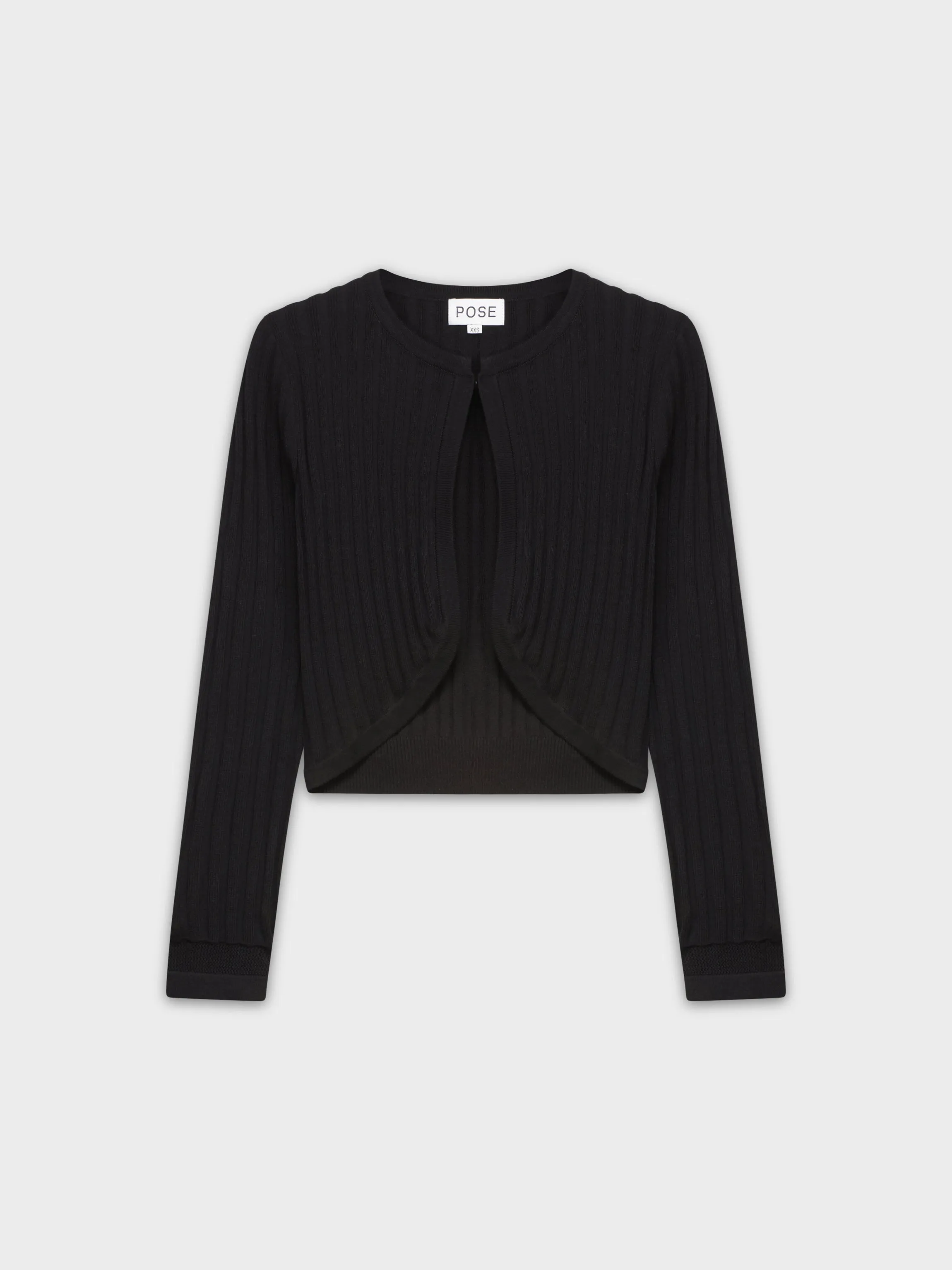 RIBBED SHRUG-BLACK