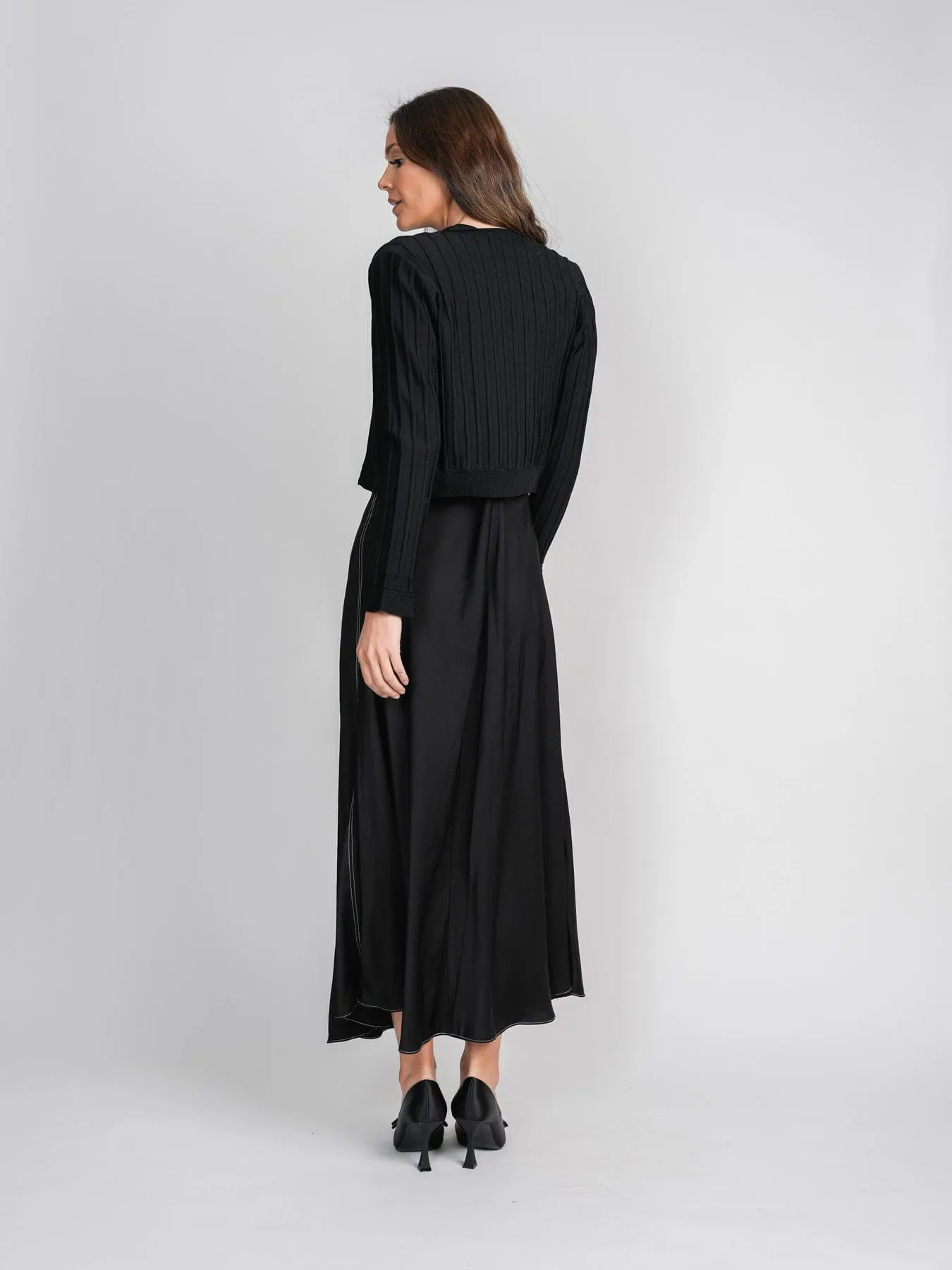 RIBBED SHRUG-BLACK