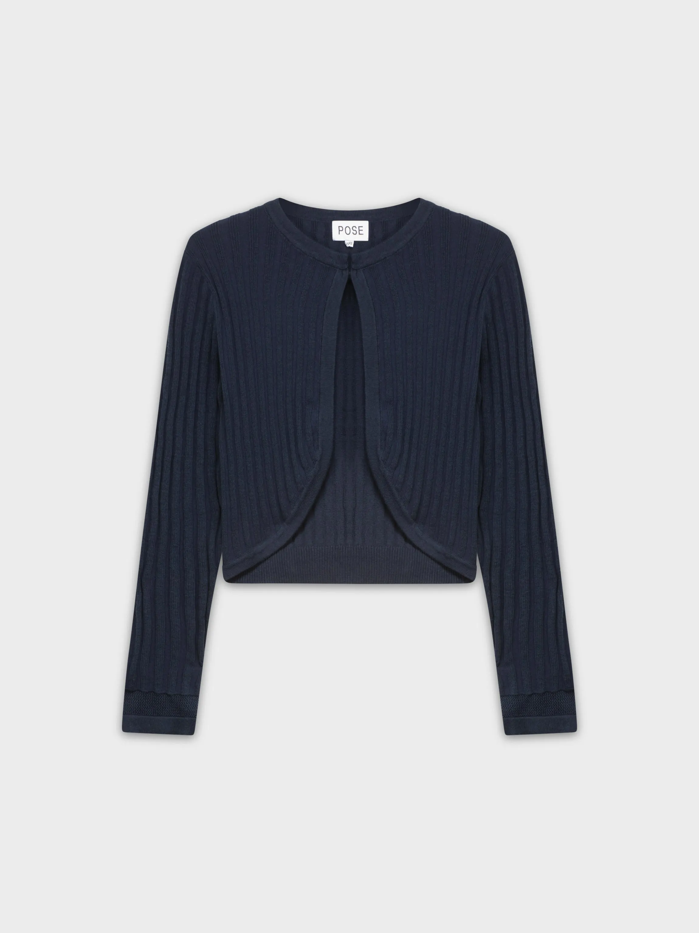 RIBBED SHRUG-NAVY