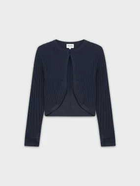 RIBBED SHRUG-NAVY