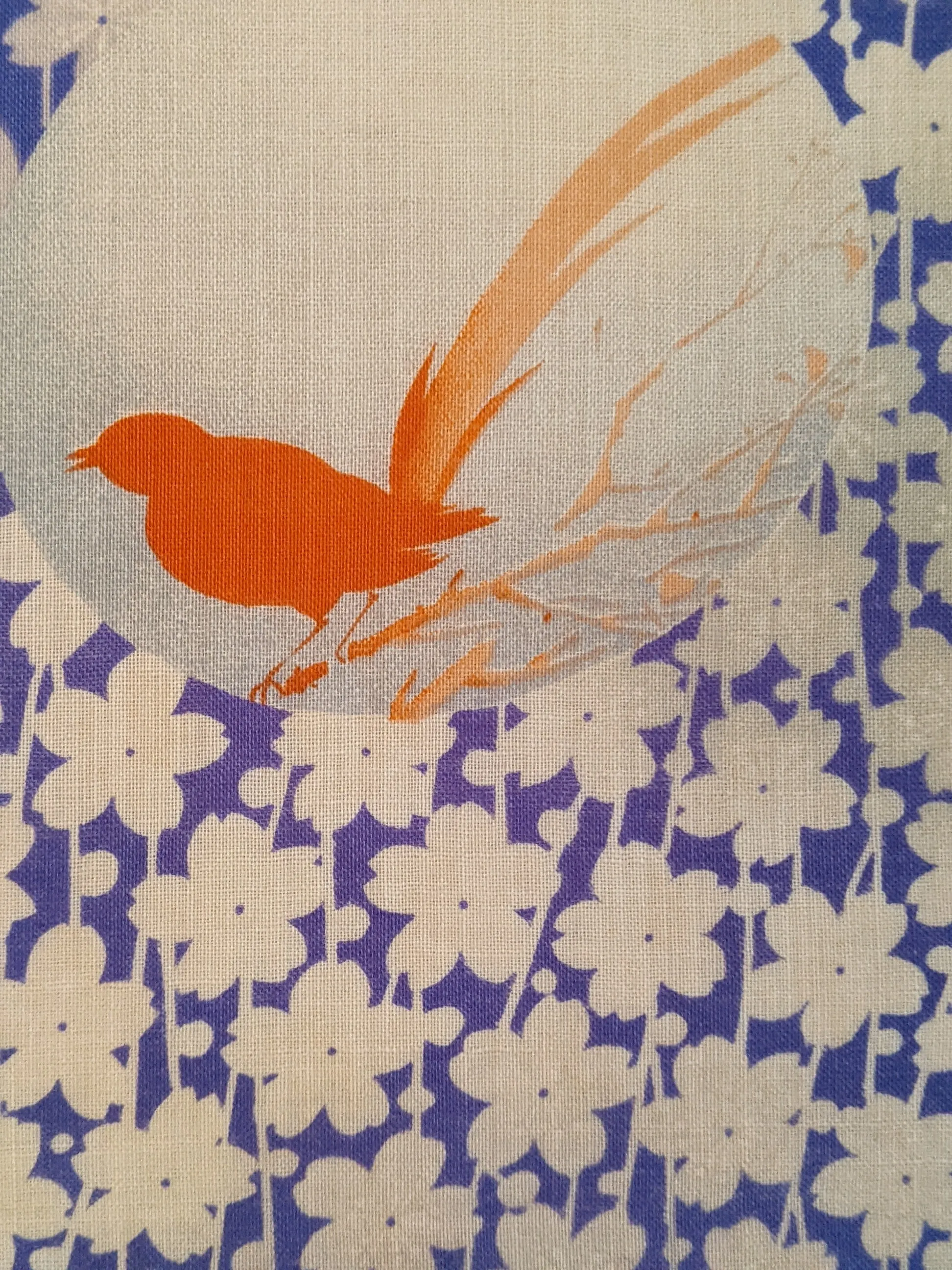 Sakura with orange birds wall art