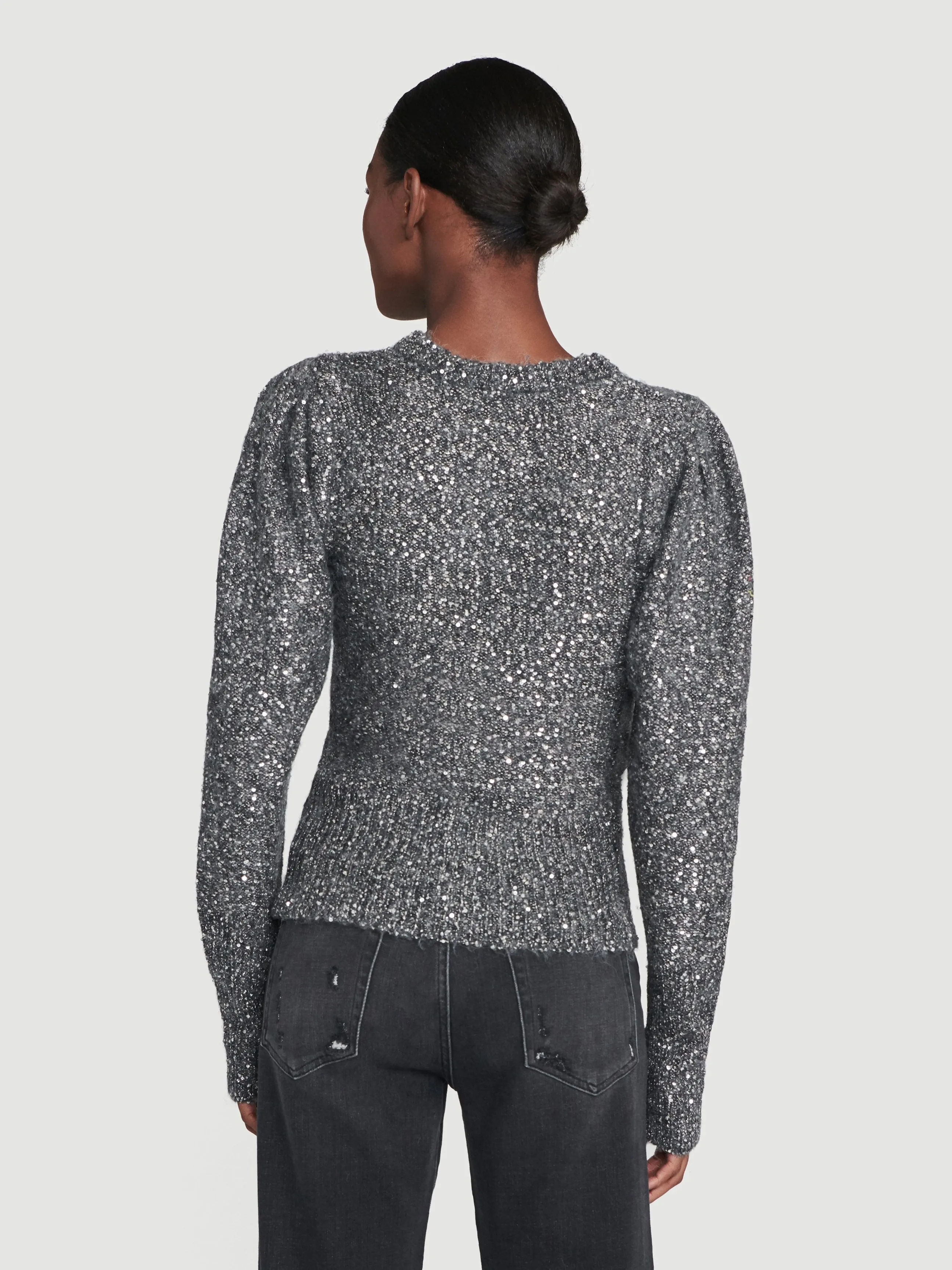 Sequin Sweater -- Smoke Heather