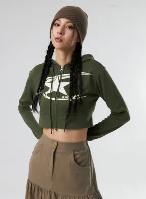 Star Crop Zip Up Hoodie IS327