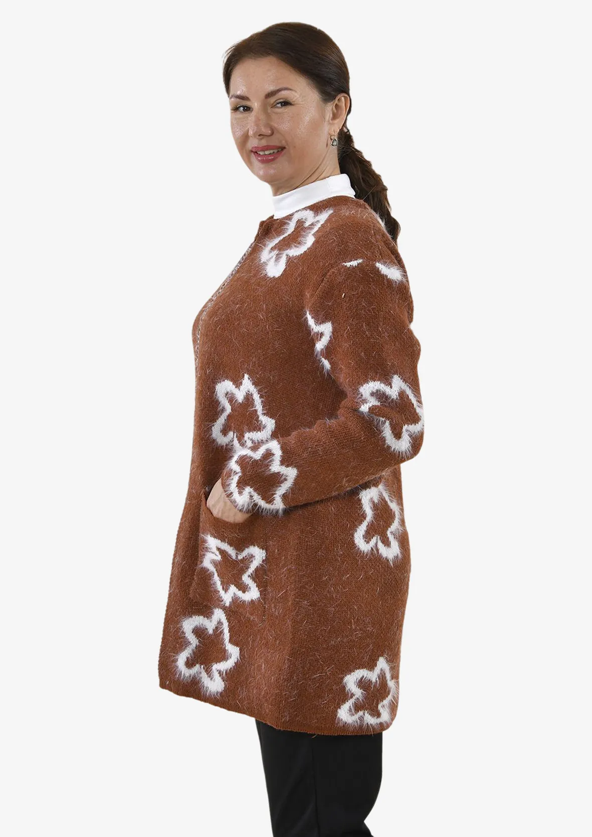 Star Pattern Knit Coatigan