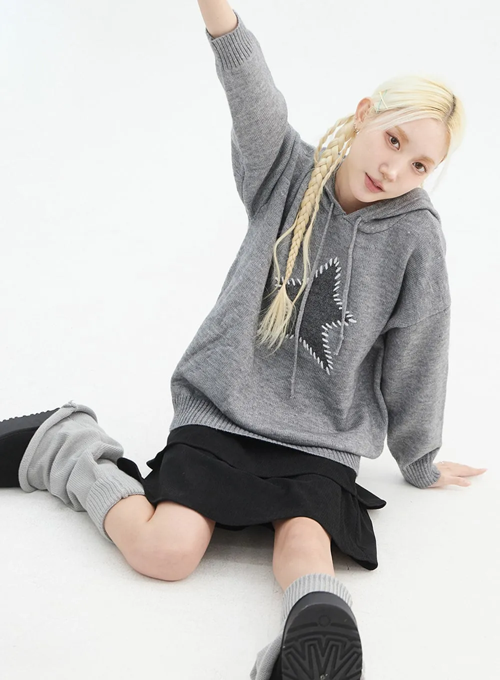 Star Stitched Hoodie Sweater IN327