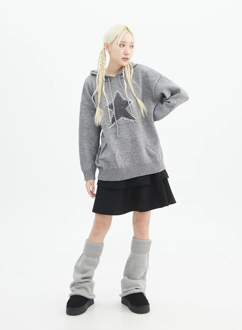 Star Stitched Hoodie Sweater IN327