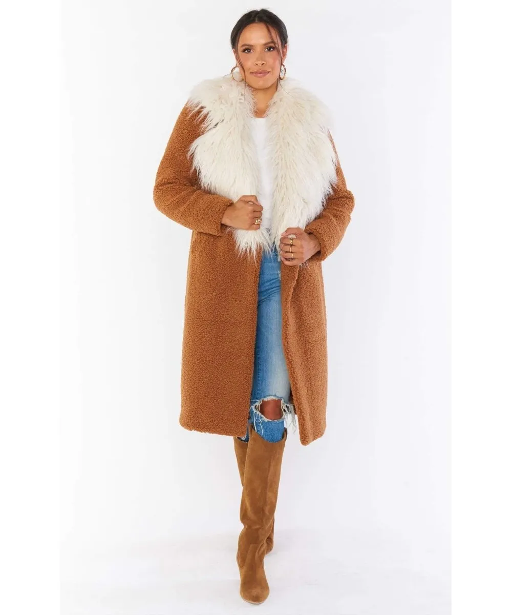 Stay Warm Jacket Mocha Faux Fur