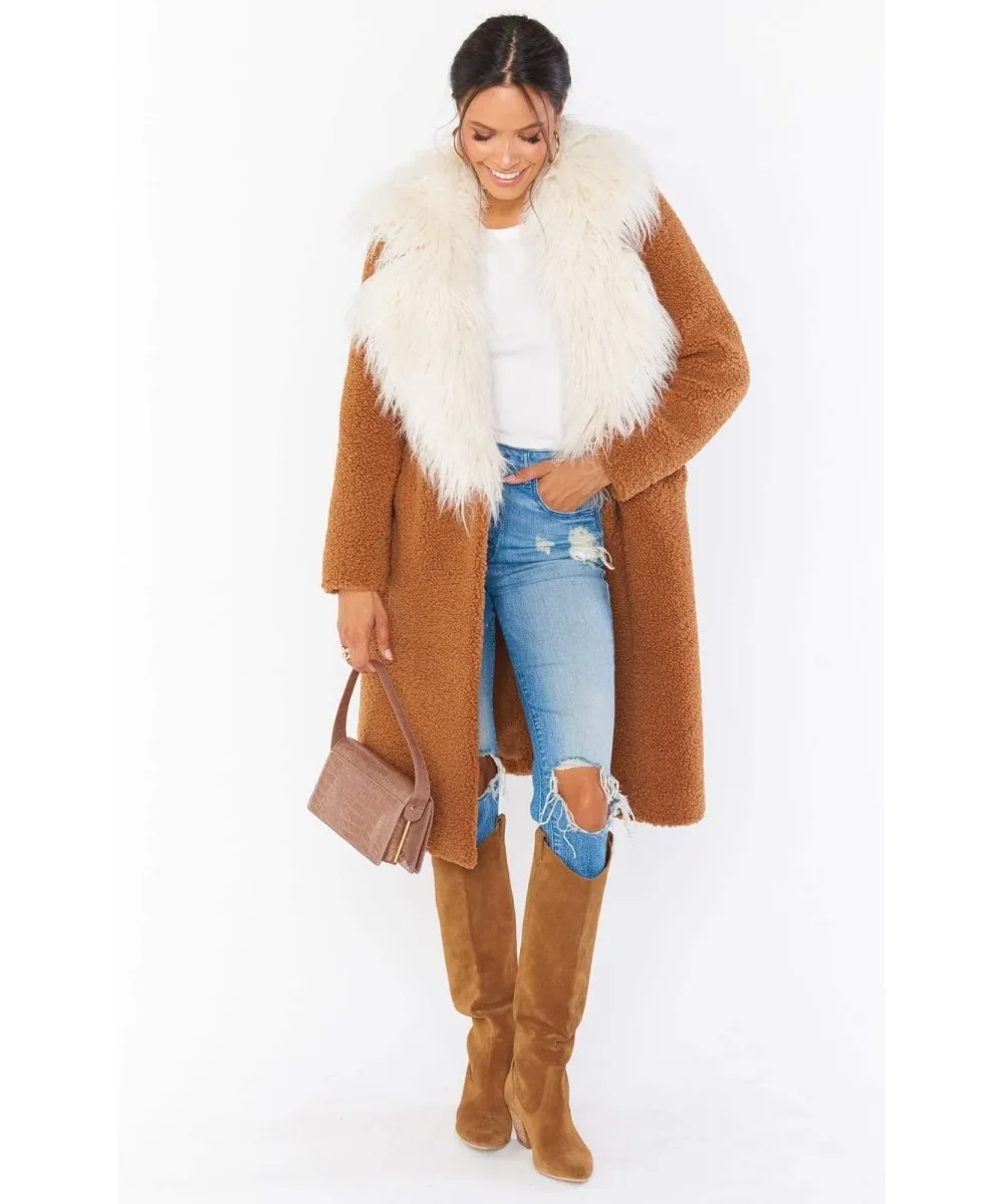 Stay Warm Jacket Mocha Faux Fur