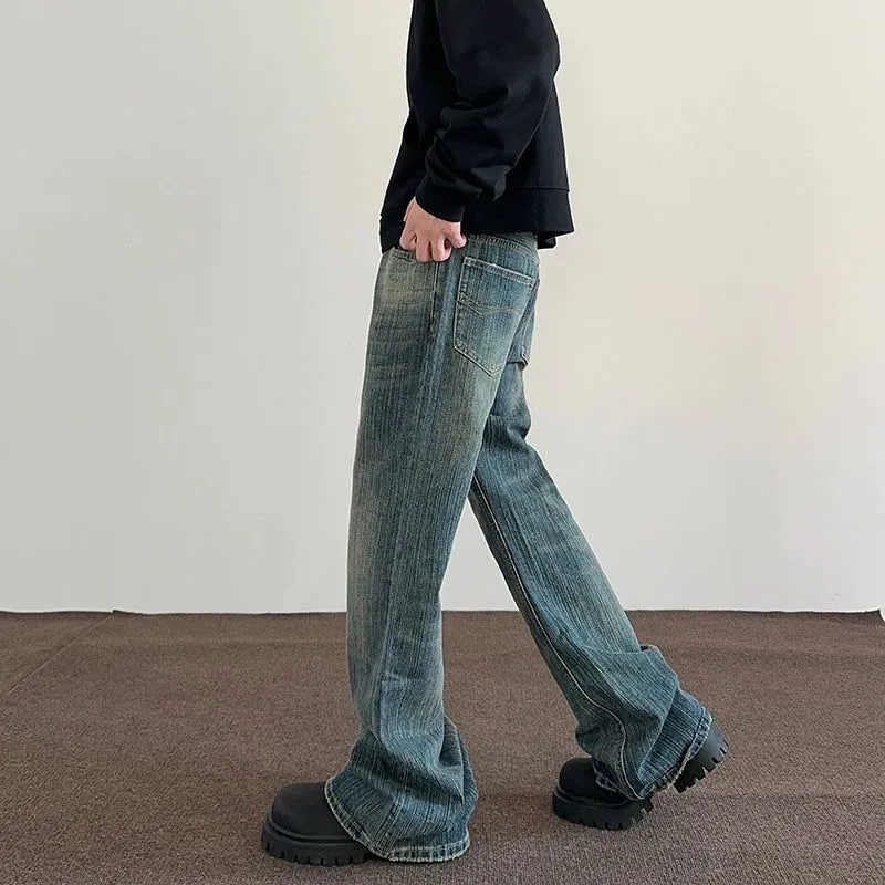 Stone Washed Flared Leg Jeans