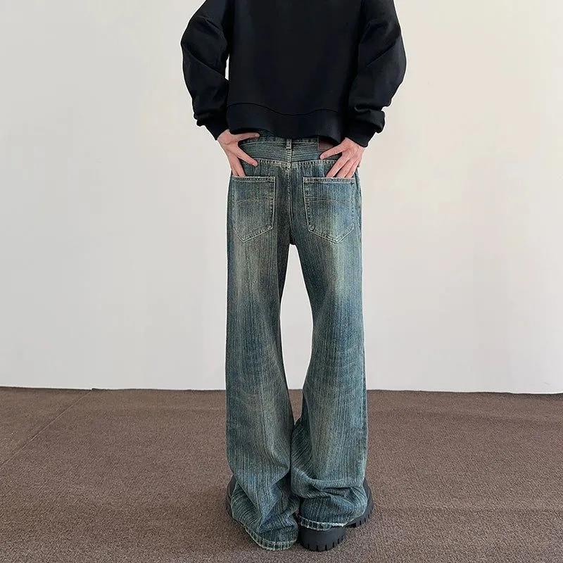 Stone Washed Flared Leg Jeans