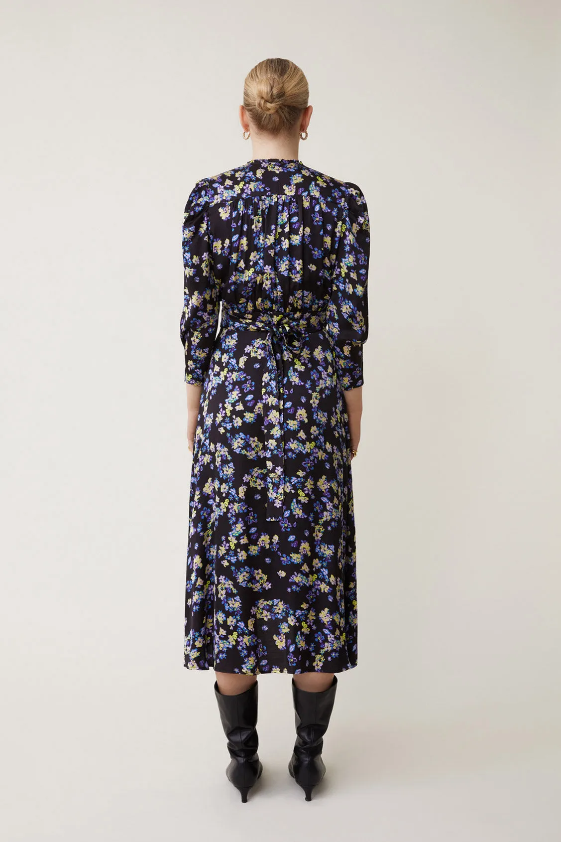 Suncoo Violet Floral Wrap Dress