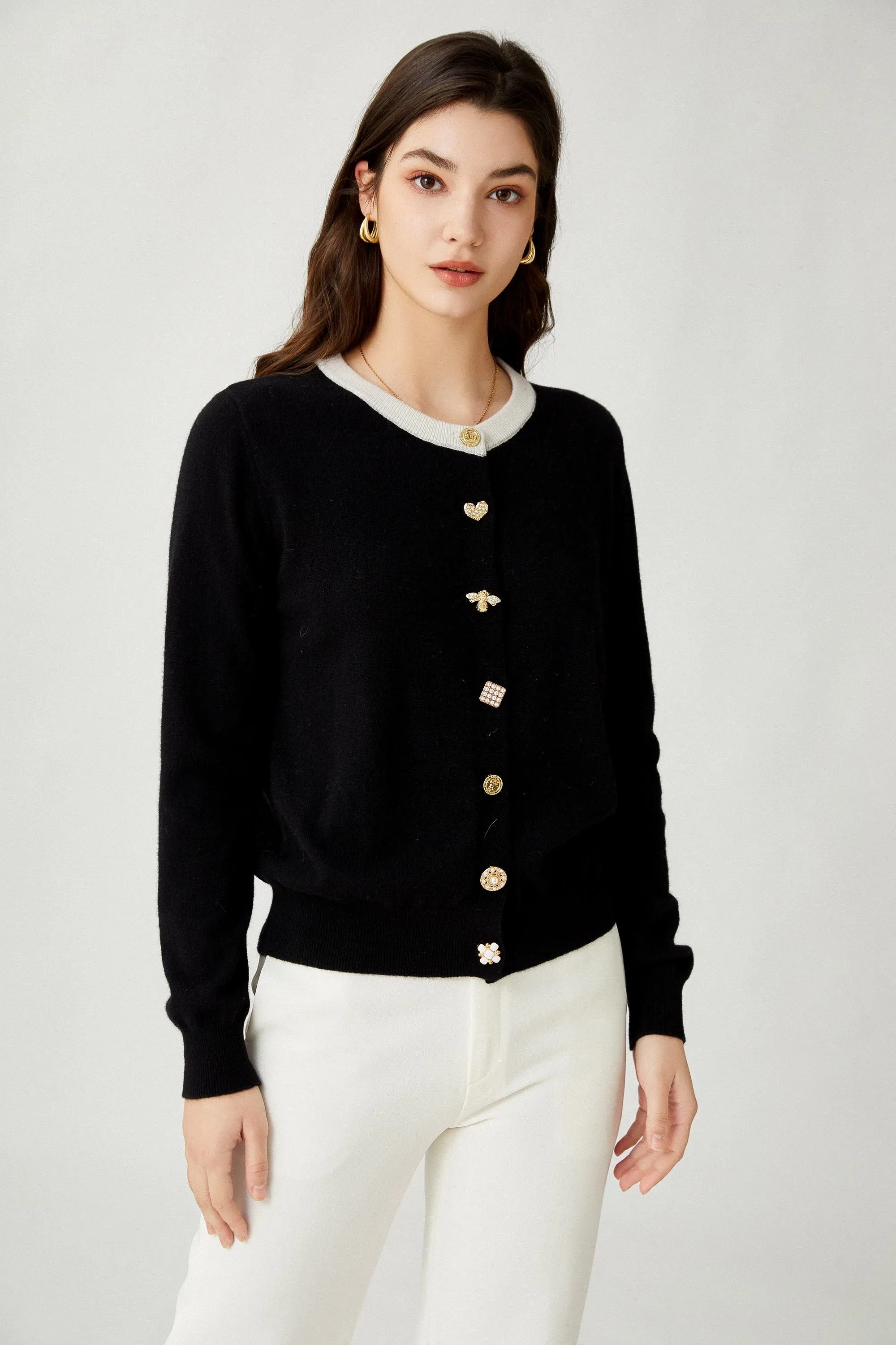 Sylphide | Berenice Golden Metal Wool Cardigan