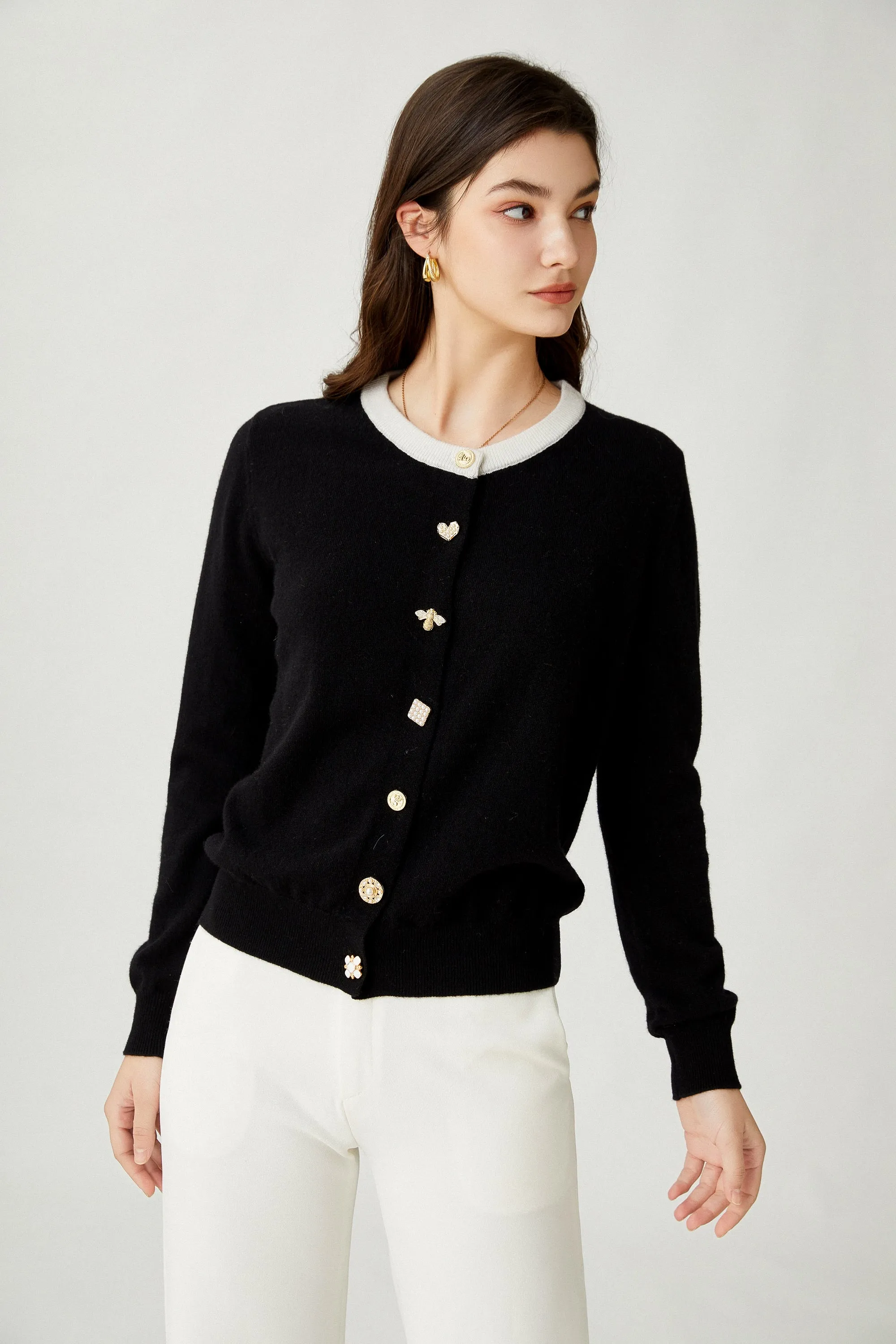 Sylphide | Berenice Golden Metal Wool Cardigan