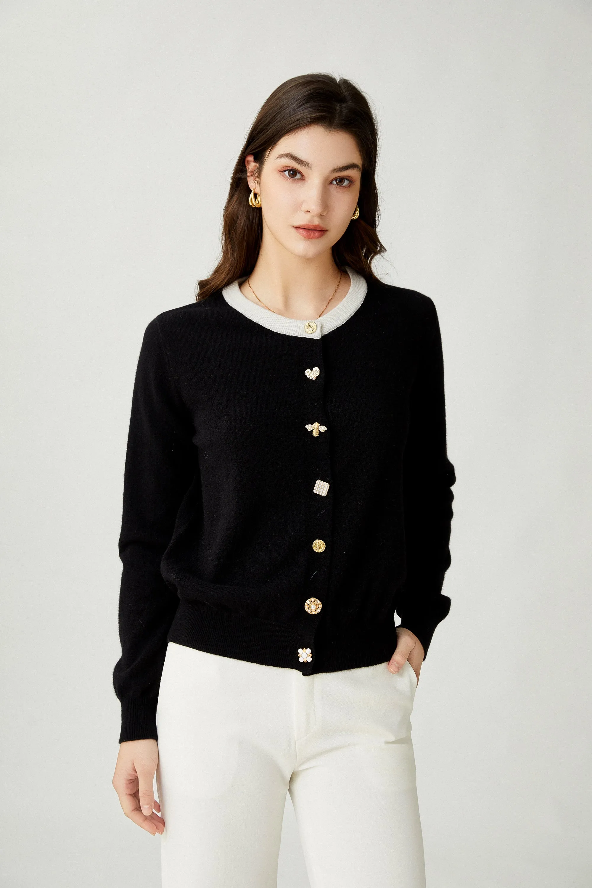 Sylphide | Berenice Golden Metal Wool Cardigan