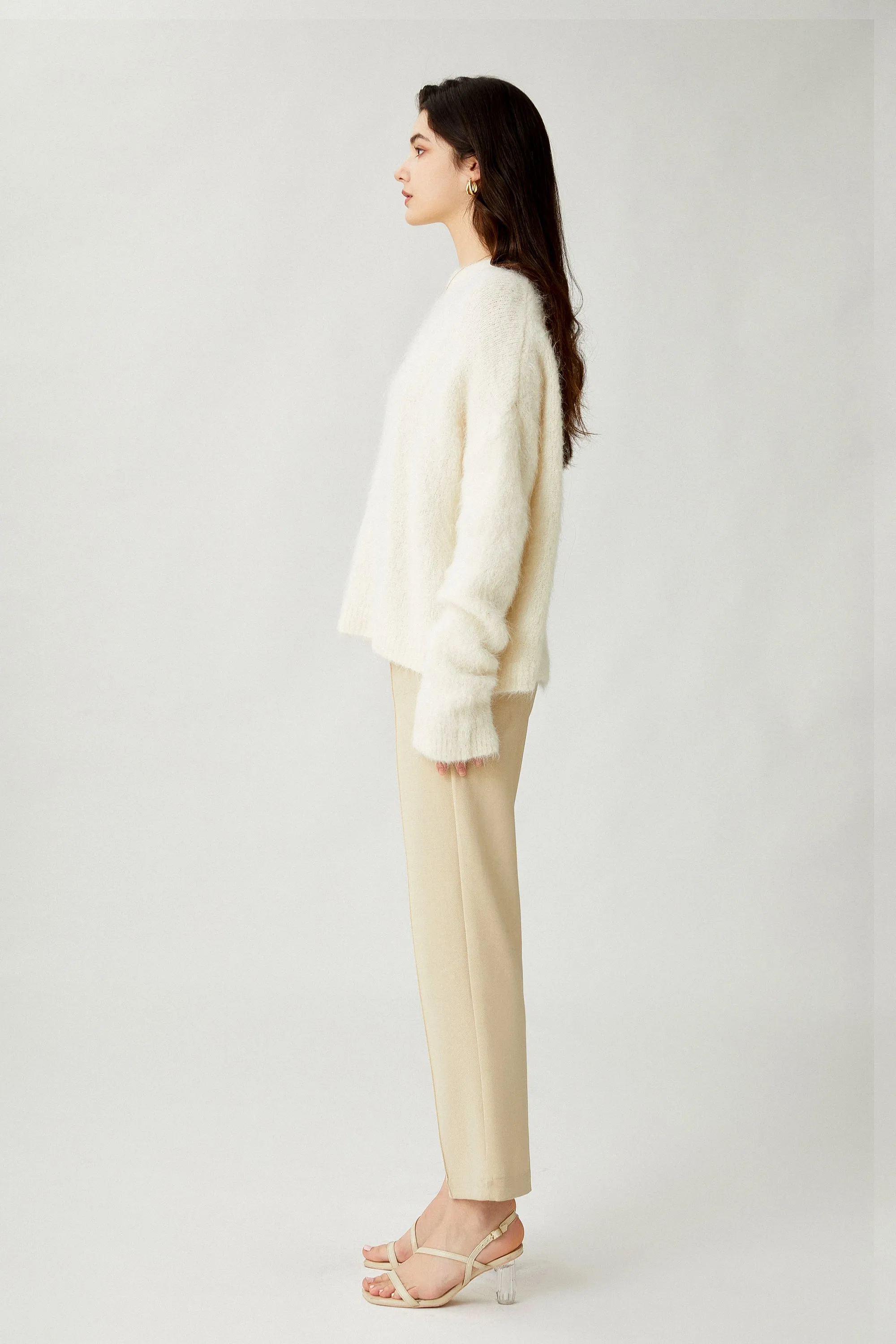 Sylphide | Oceane White Furry Alpaca Sweater