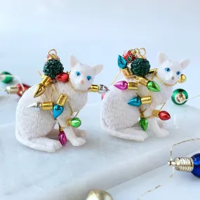 Tangled Kitty Holiday Earrings