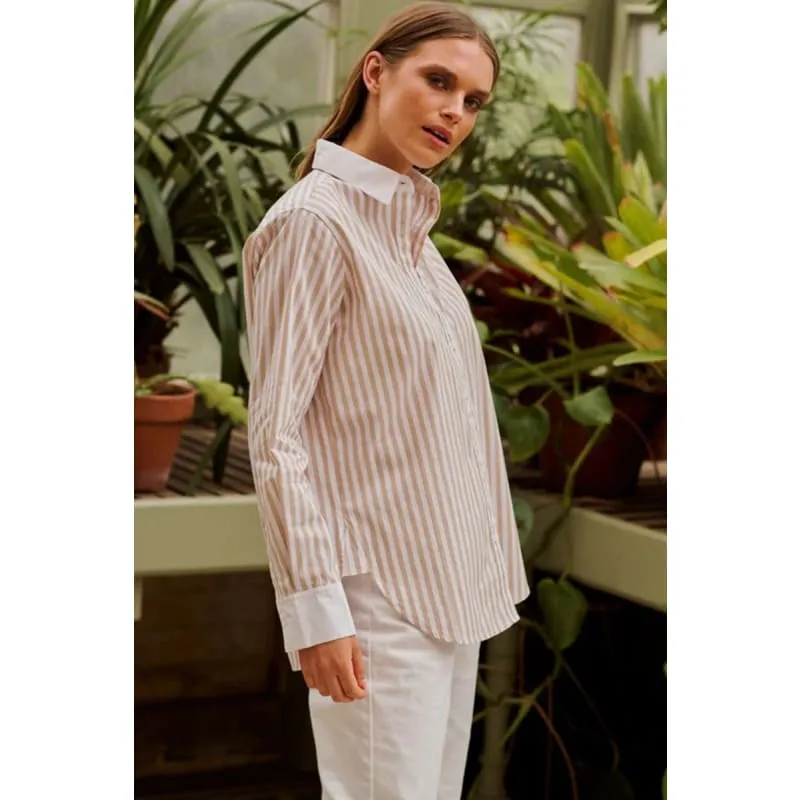 The Bianca Classic Banker Shirt | Stone Stripe