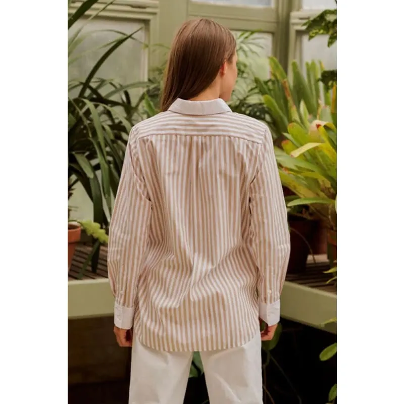 The Bianca Classic Banker Shirt | Stone Stripe