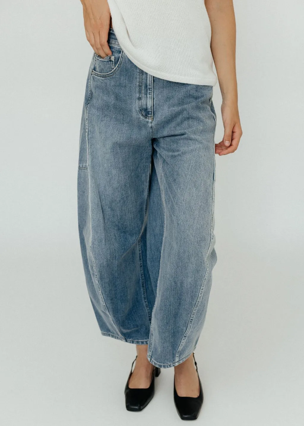 Tibi Classic Wash Denim Sid Jean - Short Length