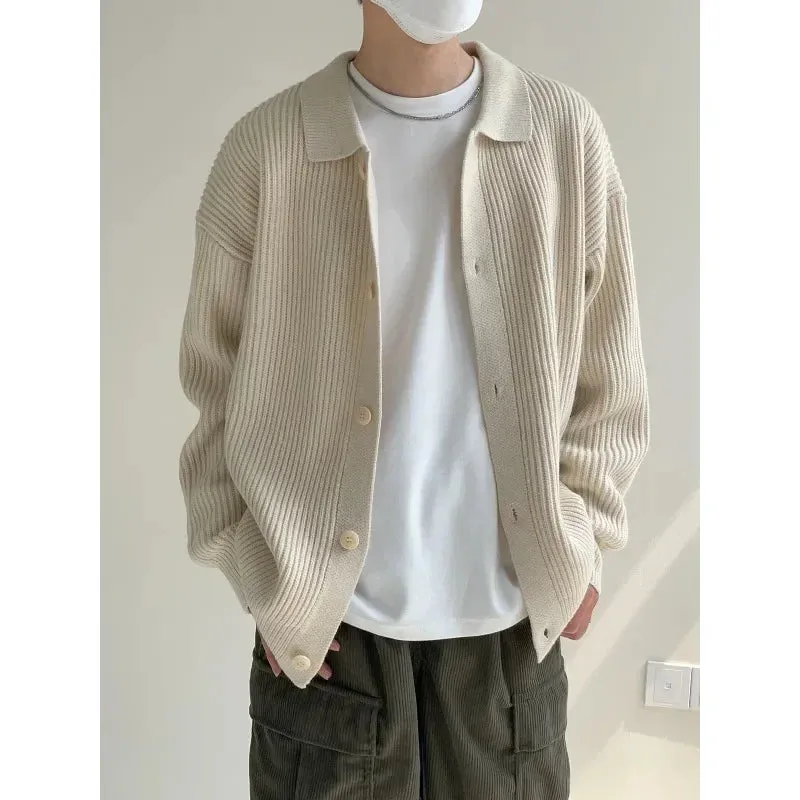 Toleet Y2K Street Style Korean Style Solid Color Loose Thickened Sweater Autumn and Winter Coat Men's Lazy Wind Harajuku Casual Fashion Knitted Cardigan