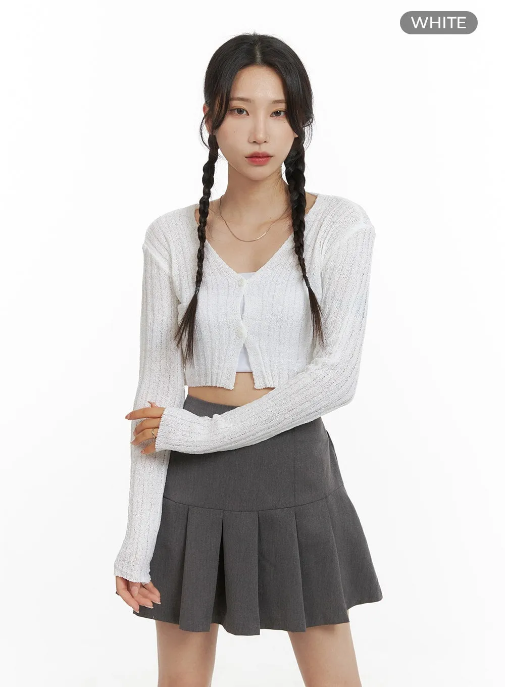 V-Neck Cropped Cardigan CM427