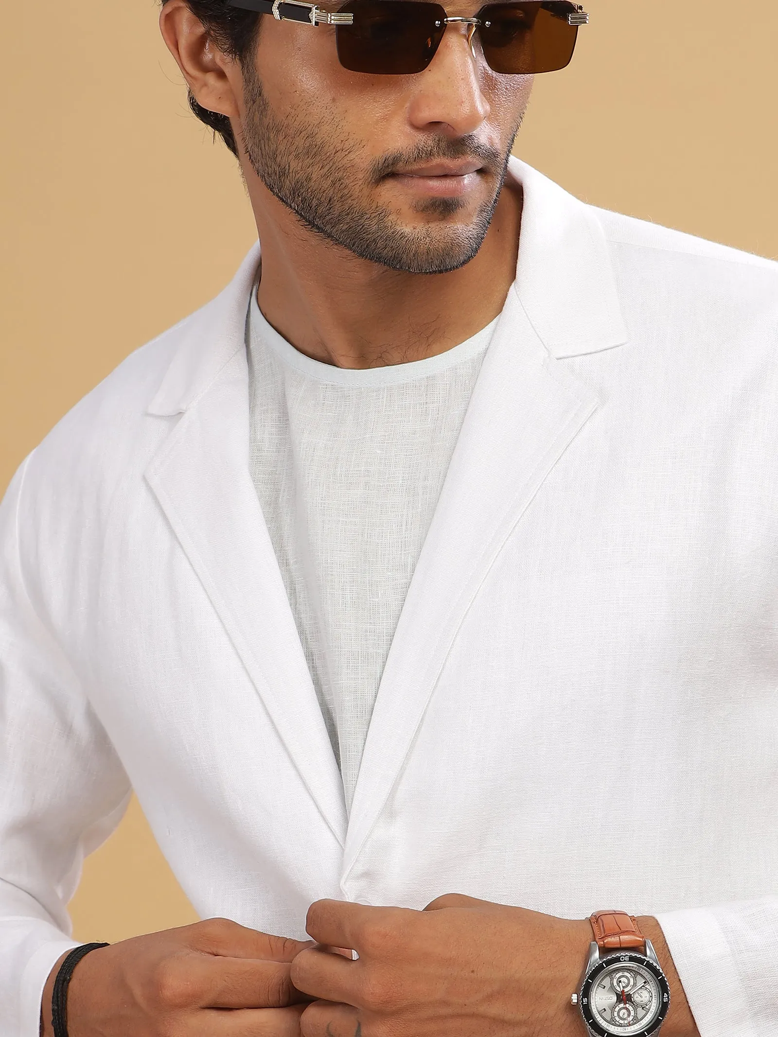 Wade - Deconstructed Pure Linen Jacket - White