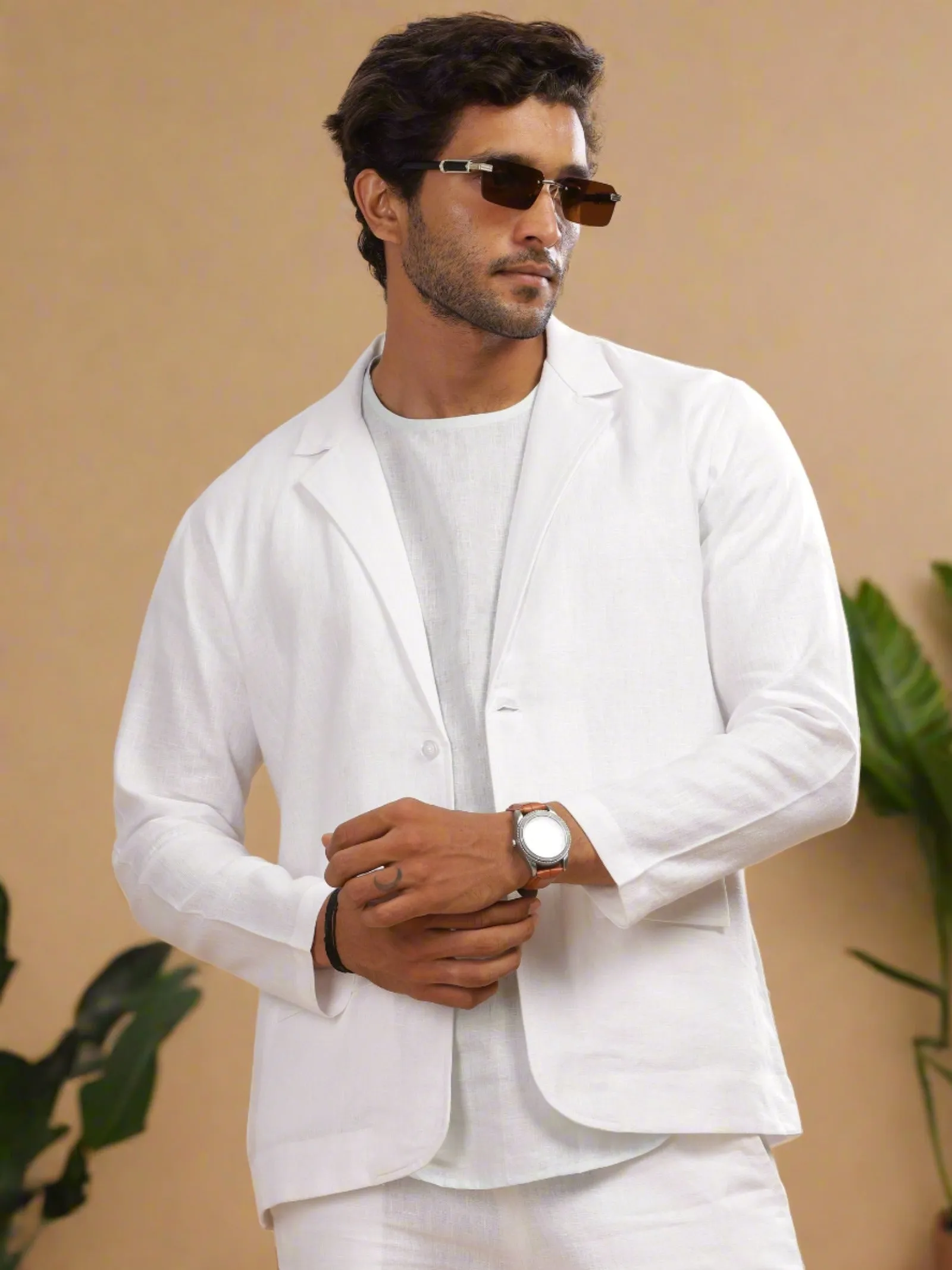 Wade - Deconstructed Pure Linen Jacket - White