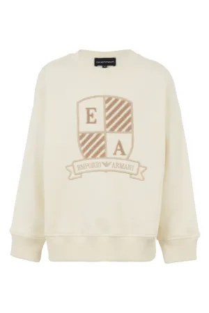 White Pullover Prep Logo Crewneck