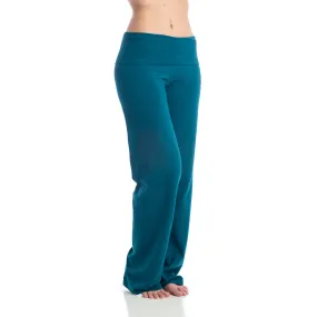 Wisdom Fold Over Yoga Pants - Teal