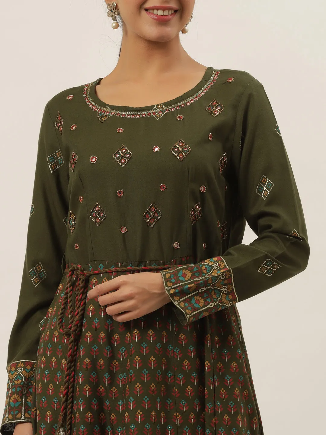 Women Green Cotton Dress