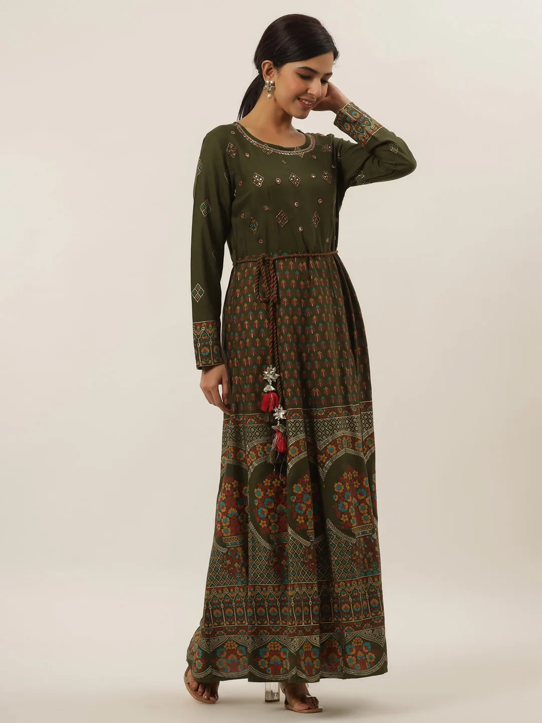 Women Green Cotton Dress