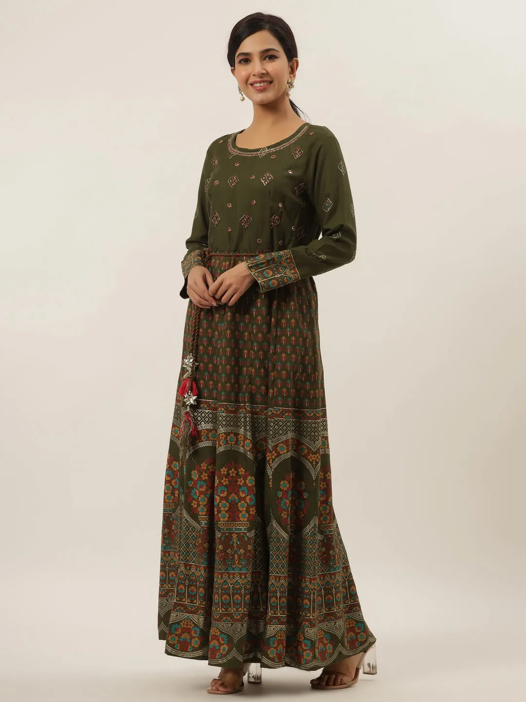 Women Green Cotton Dress