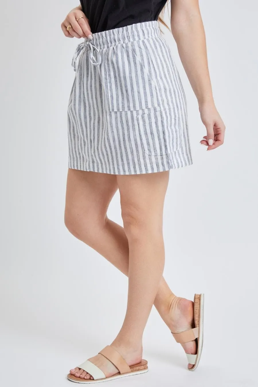 Women's High Rise Linen Cargo Skort