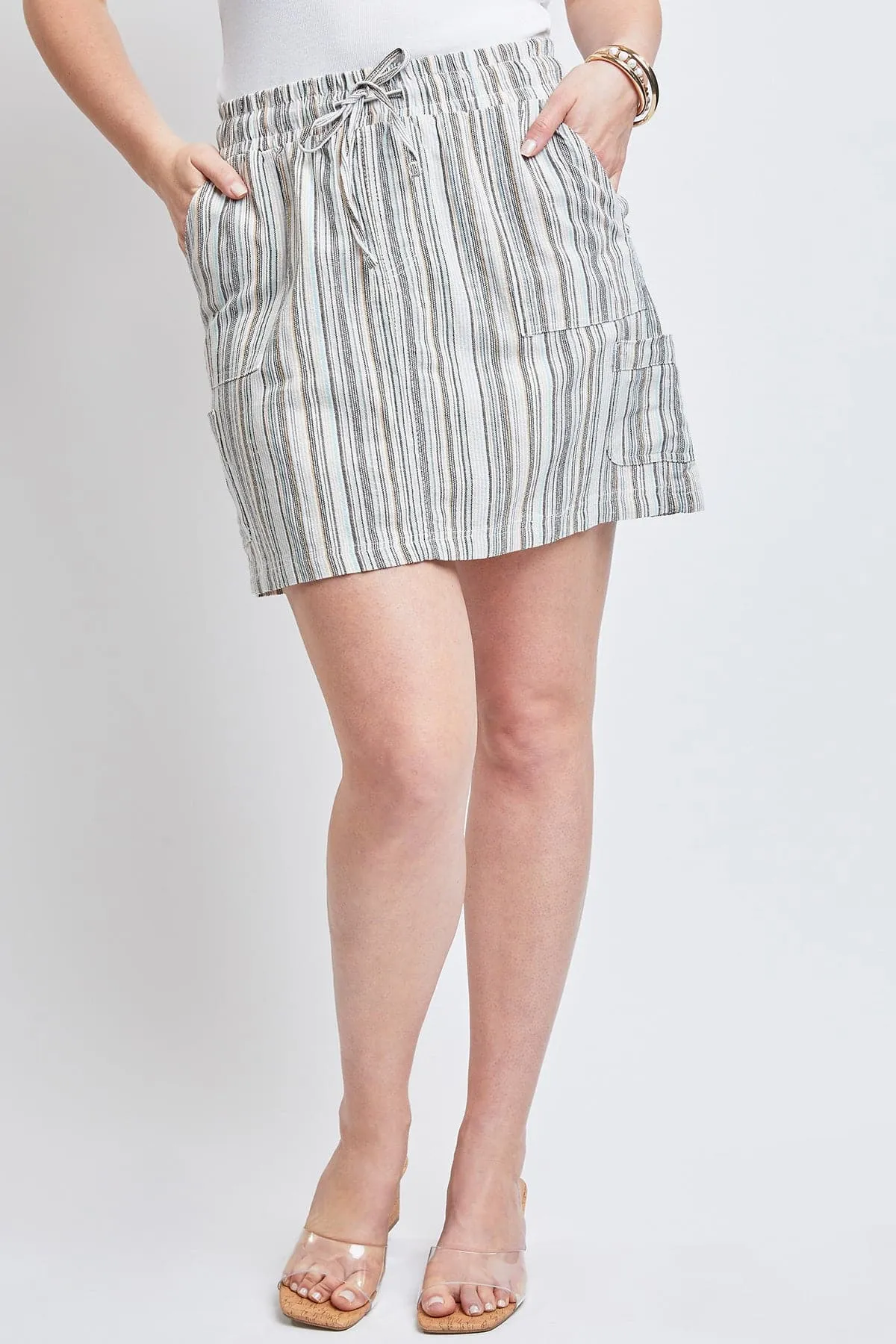 Women's High Rise Linen Cargo Skort