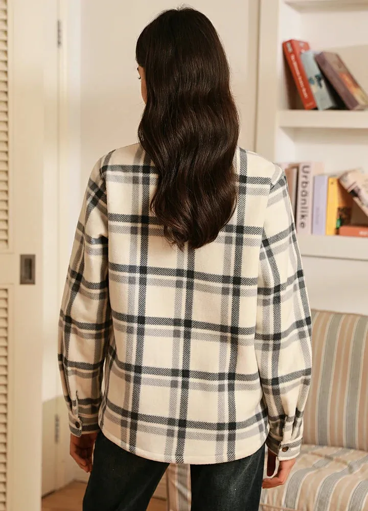 Women's Matching Family Button Up Black White Plaid Jacket