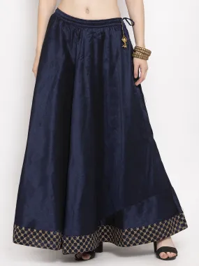 Women'S Navy Blue Flared Embellished Skirt