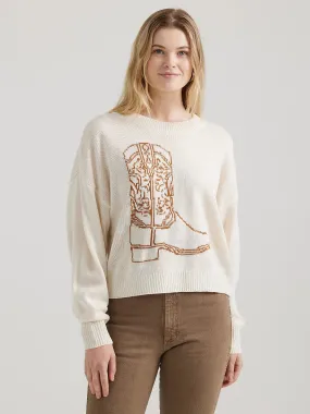 Women's Wrangler White Boot Sweater