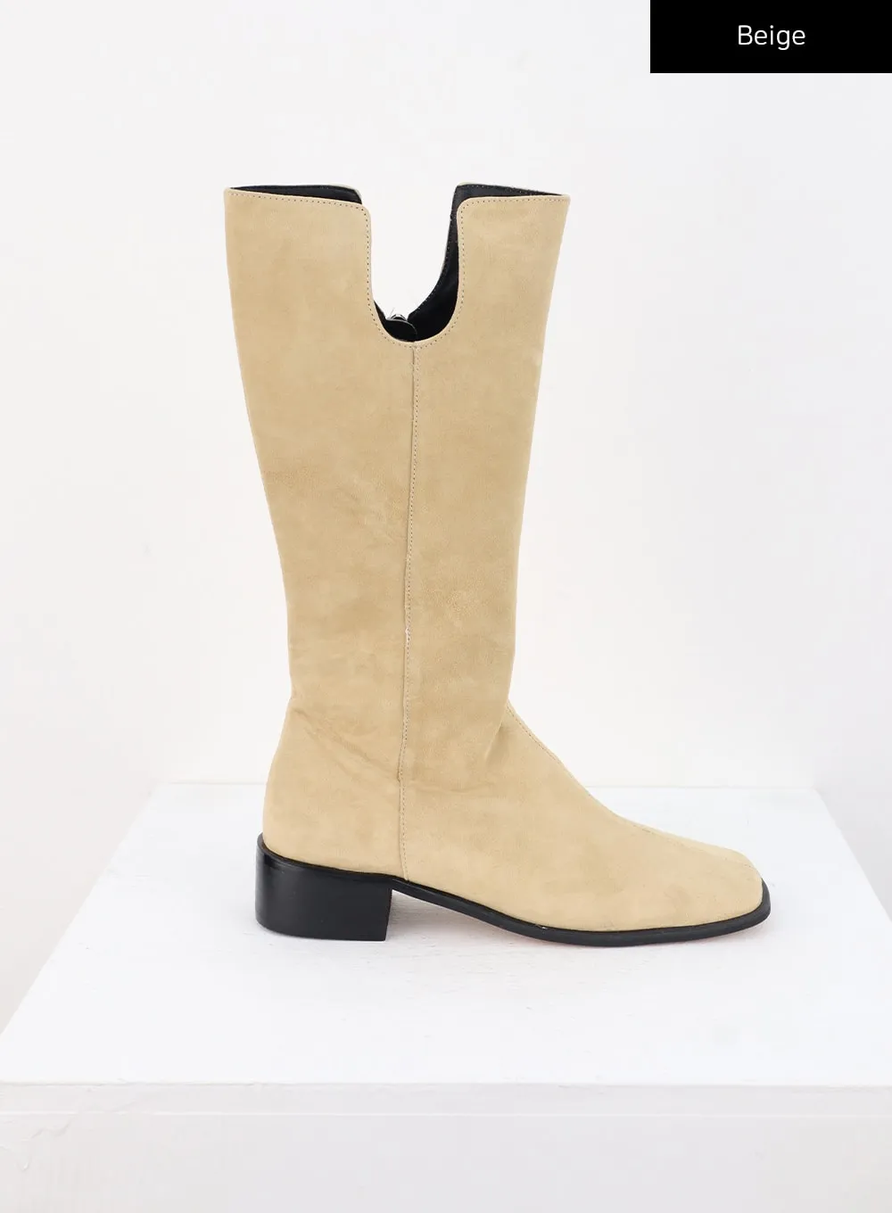 Zip-Up Suede Knee-High Boots CS305