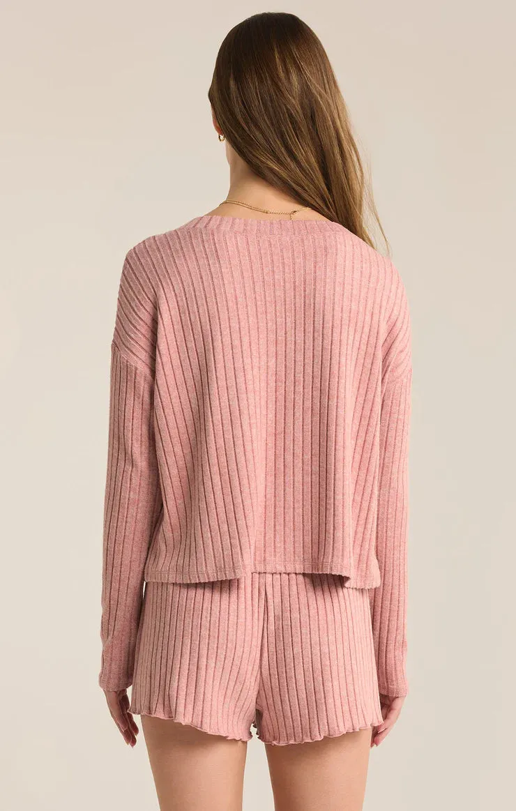 ZSU Mara Long Sleeve Cardigan Top in Rosebud